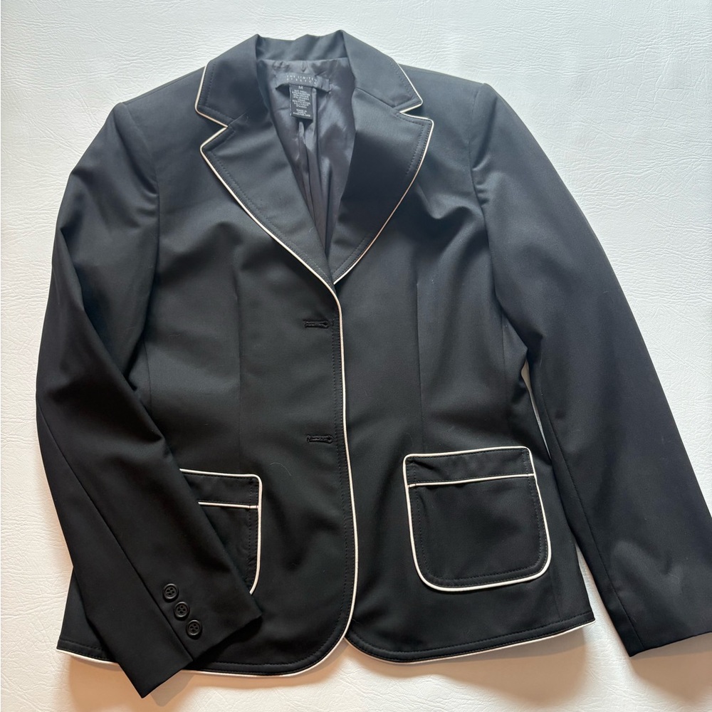 The Limited Black Blazer with White Piping